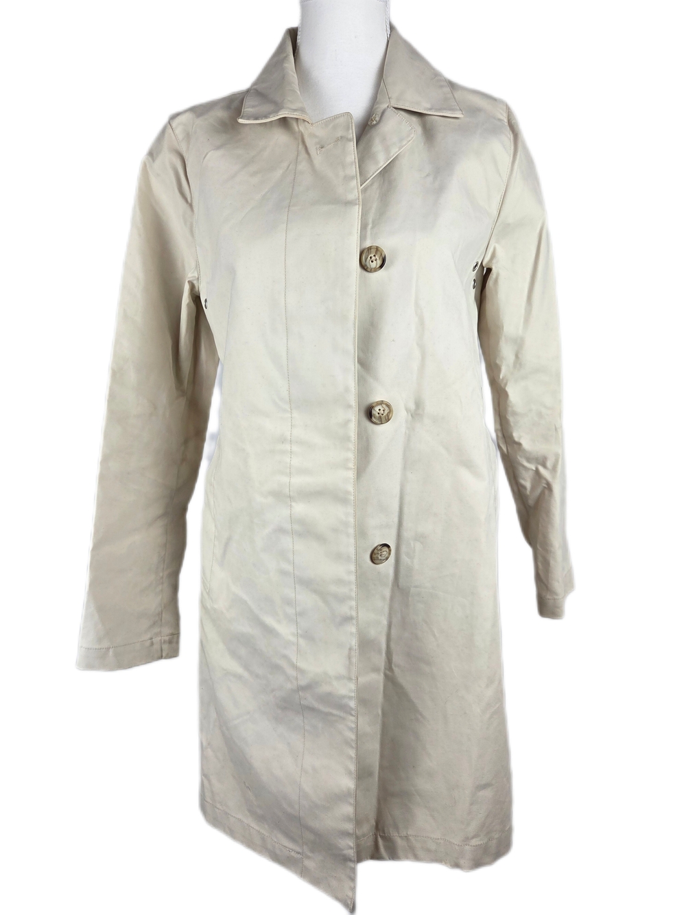 Vintage 90s GAP Classic Women's Cream Single-Breasted Trench Car Coat
